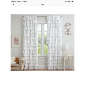 Pottery Barn Kids Tiered Ruffles Blackout Curtain Panels 2 White 44x84 Nursery
